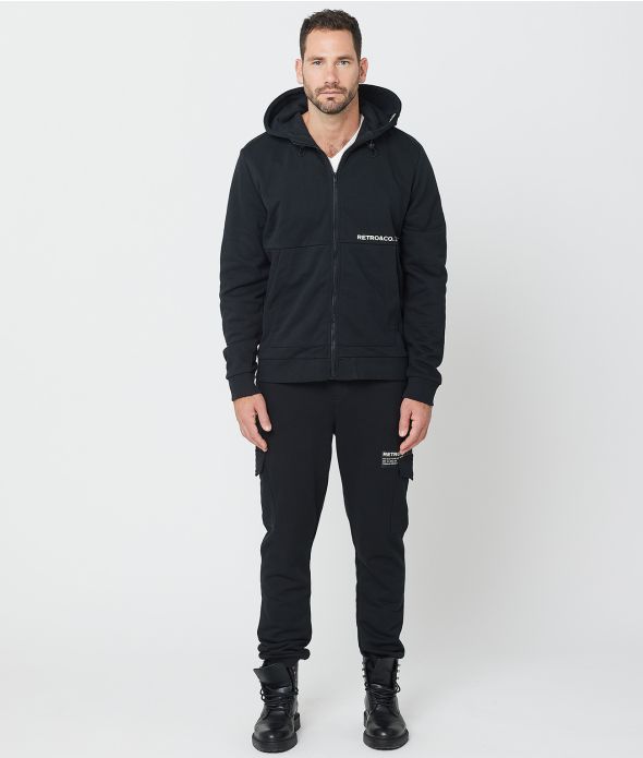 ACEY ZIP HOODIE JOGGING TOP, BLACK