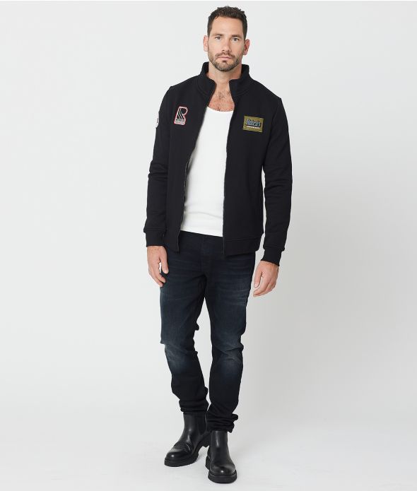 AINTREE ZIPUP JOGGING TOP, BLACK