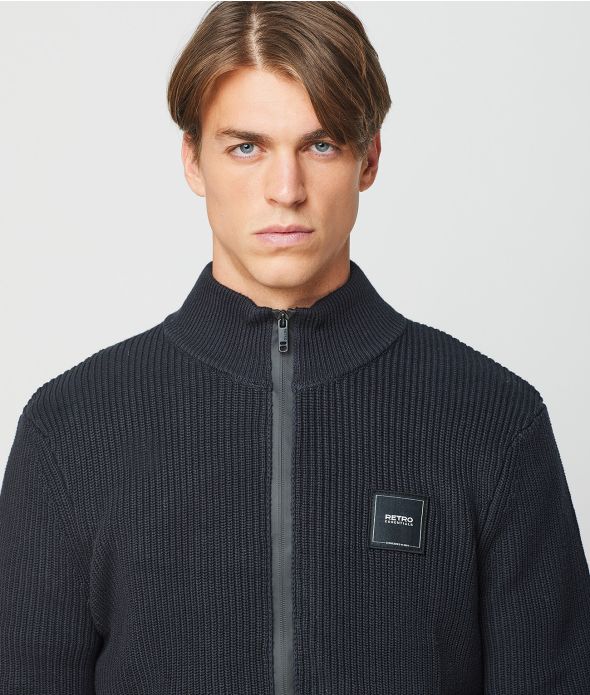 GONZALO ZIP CARDIGAN, BLACK