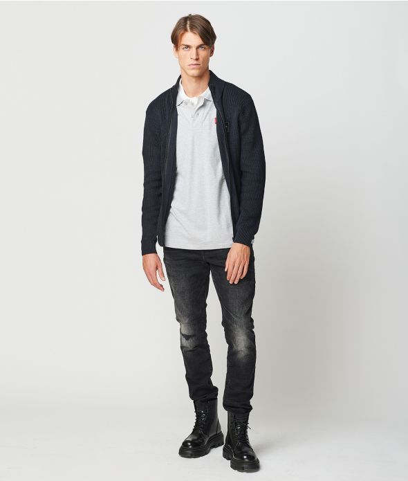 GONZALO ZIP CARDIGAN, BLACK