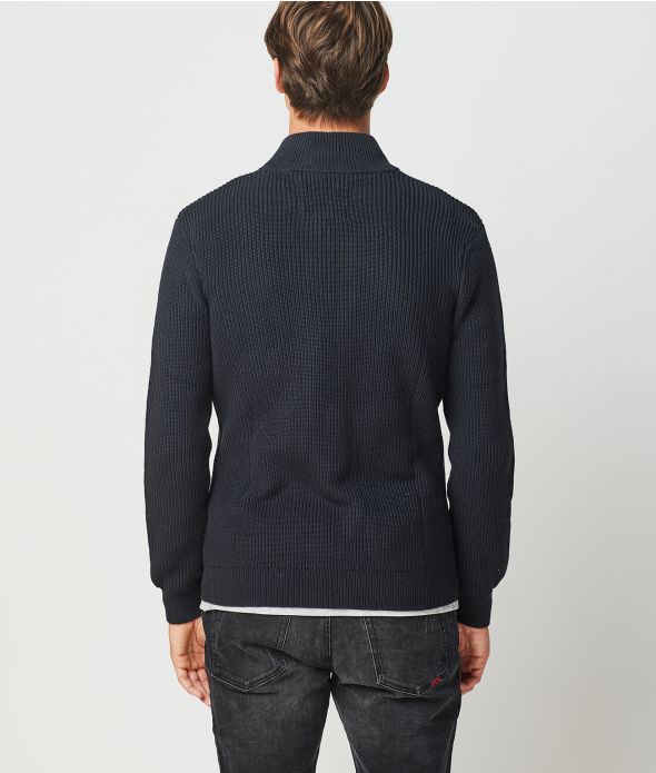 GONZALO ZIP CARDIGAN, BLACK