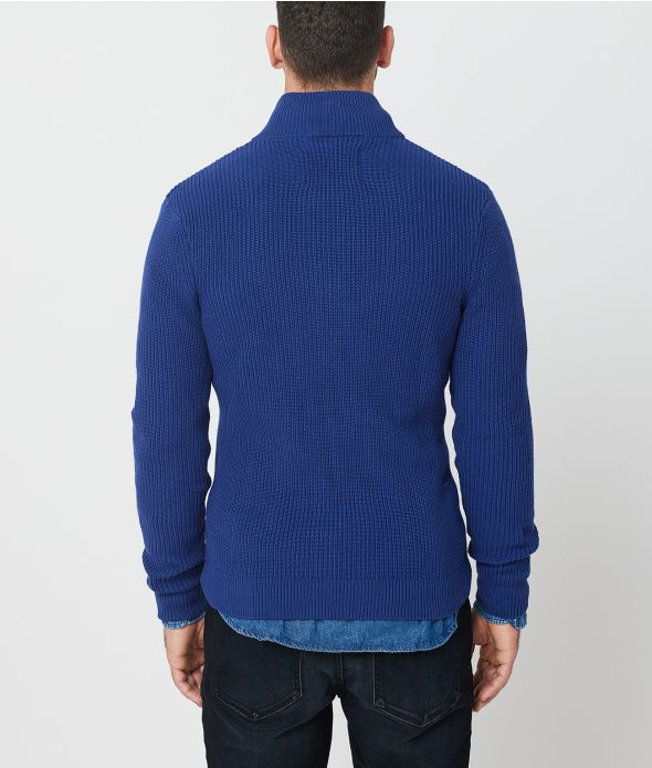 GONZALO ZIP CARDIGAN, BLUE