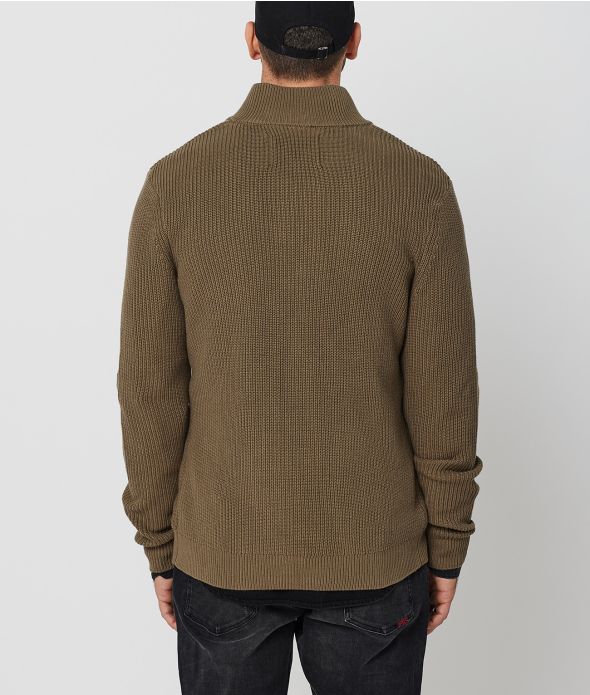GONZALO ZIP CARDIGAN, KHAKI