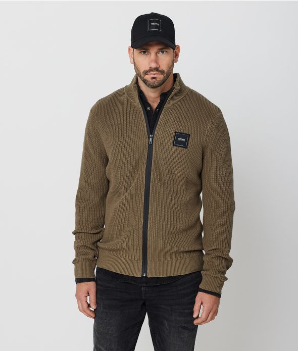 GONZALO ZIP CARDIGAN, KHAKI