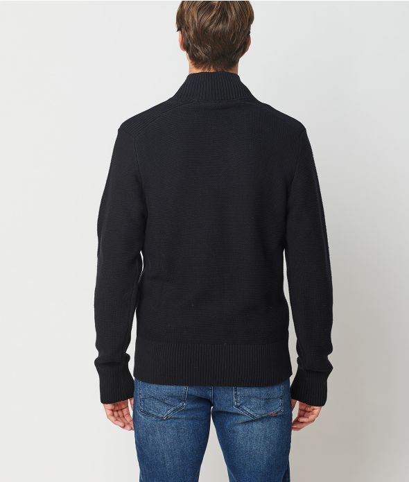IGORA HALF ZIP SWEATER, BLACK