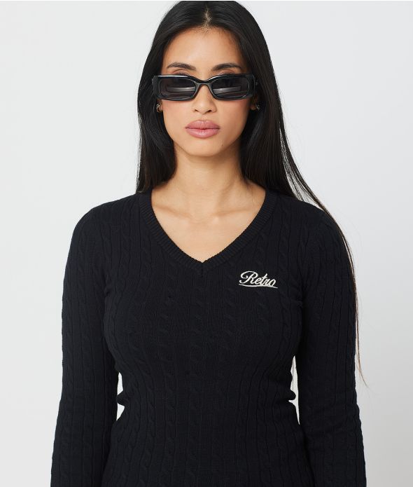 ROSETTA V SWEATER, BLACK