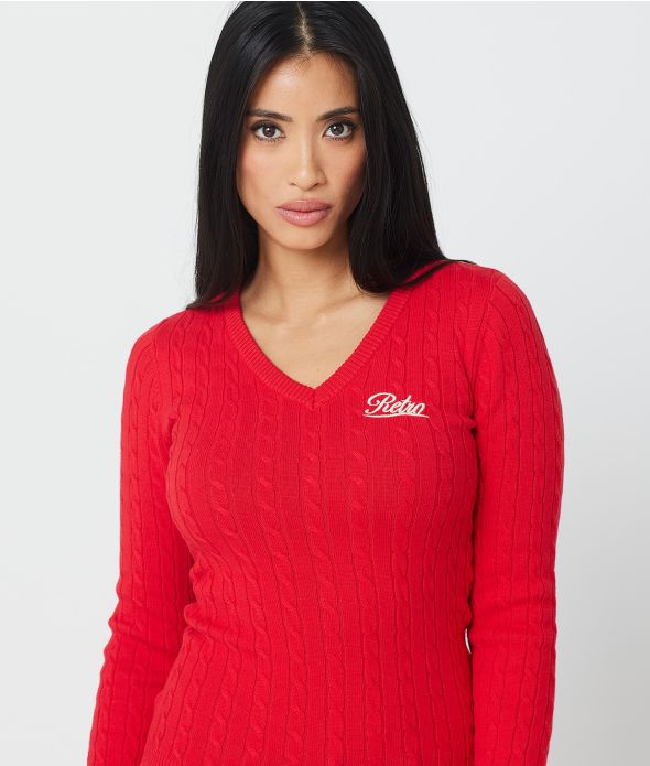 ROSETTA V SWEATER, RED