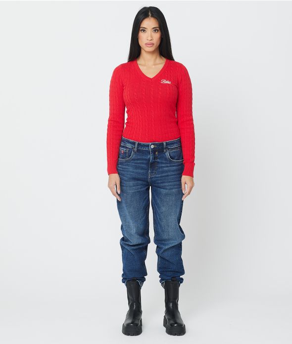 ROSETTA V SWEATER, RED