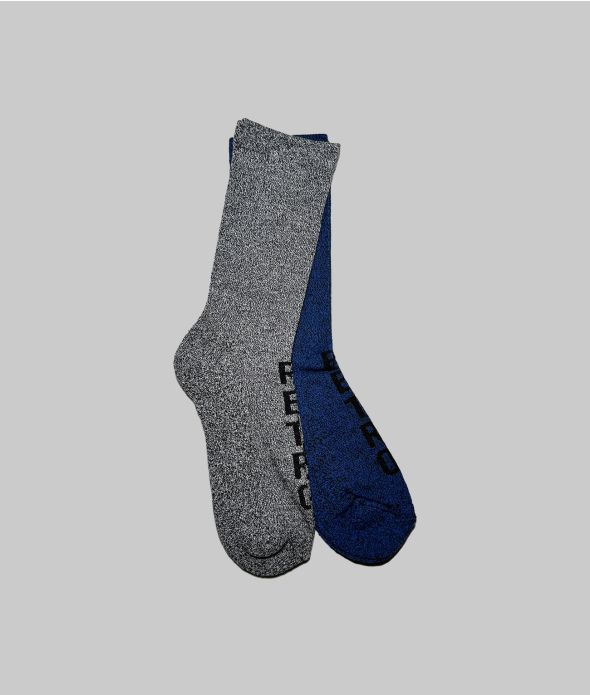 ZULU SOCKS, BLUE MELANGE-BLACK MELANGE