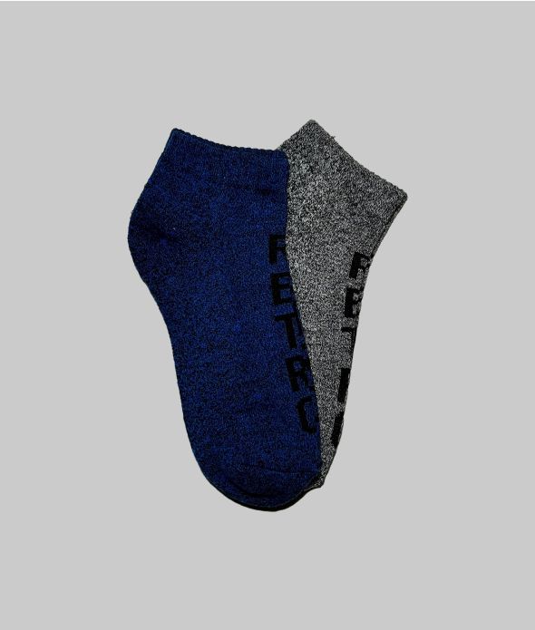 ZULU SHORT SOCKS, BLUE MELANGE-BLACK MELANGE