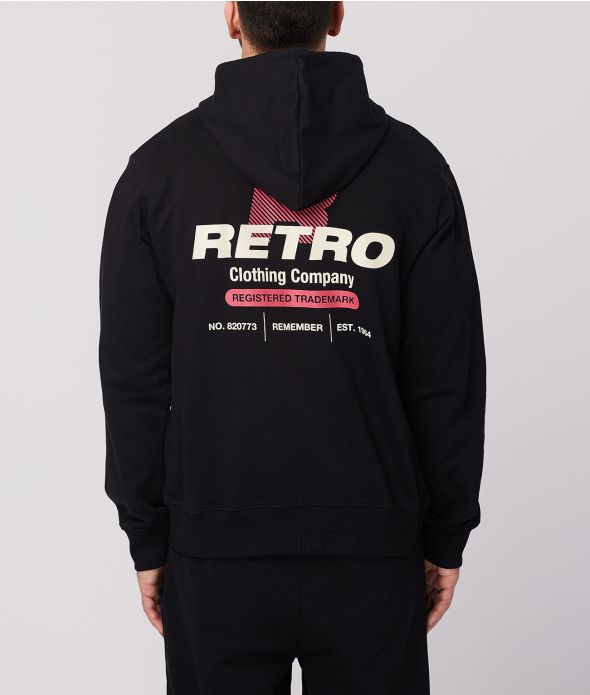 NIKOS ZIP HOODIE JOGGING TOP, BLACK