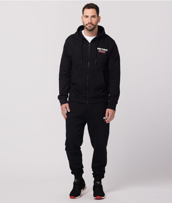 NIKOS ZIP HOODIE JOGGING TOP, BLACK