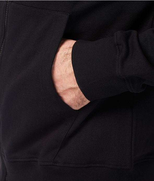 NIKOS ZIP HOODIE JOGGING TOP, BLACK