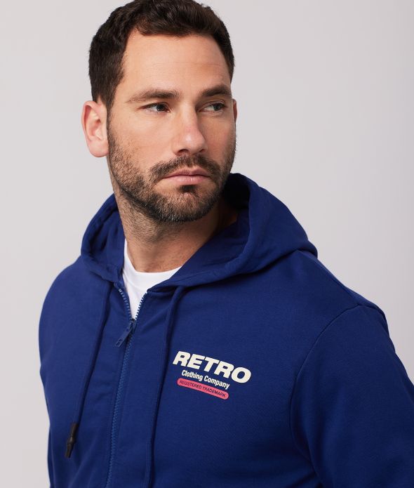 NIKOS ZIP HOODIE JOGGING TOP, BLUE