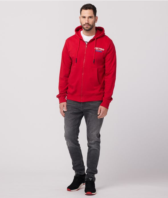 NIKOS ZIP HOODIE JOGGING TOP, RED