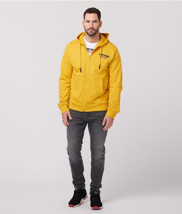 NIKOS ZIP HOODIE JOGGING TOP, YELLOW