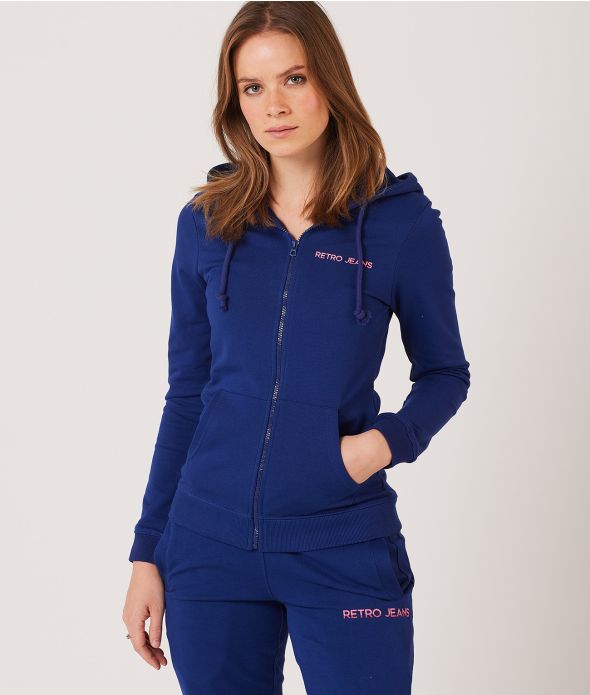 KEILY ZIP HOODIE JOGGING TOP, BLUE