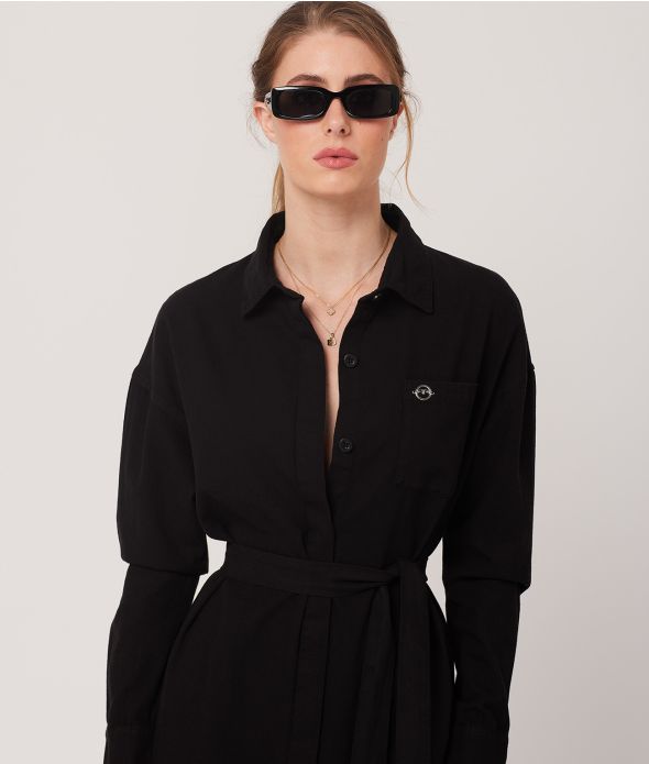 SERAFINA SHIRT DRESS, BLACK