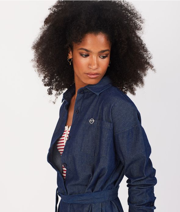 SERAFINA SHIRT DRESS, DENIM BLUE