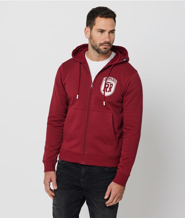 ZEPHYR ZIP HOODIE JOGGING TOP, BURGUNDY