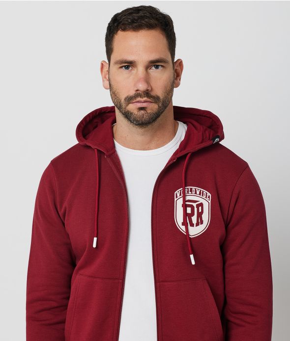 ZEPHYR ZIP HOODIE JOGGING TOP, BURGUNDY