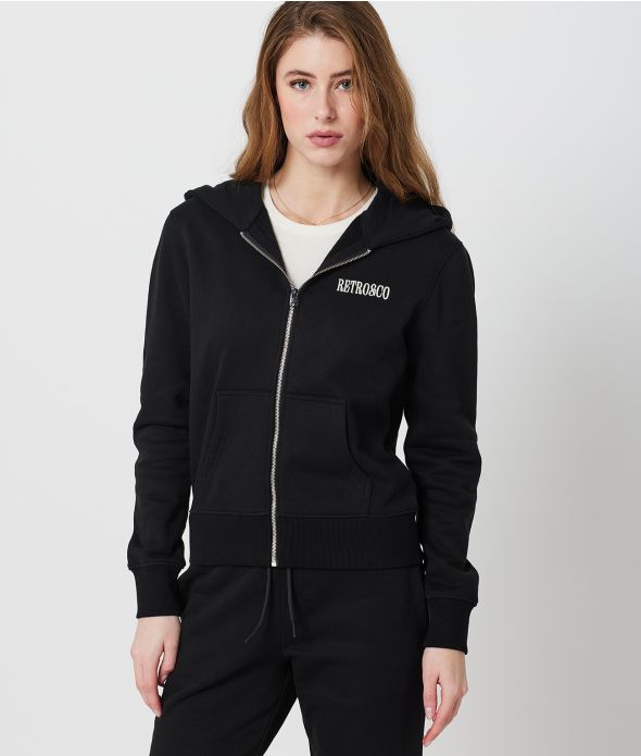 KRISTEN ZIP HOODIE JOGGING TOP, BLACK