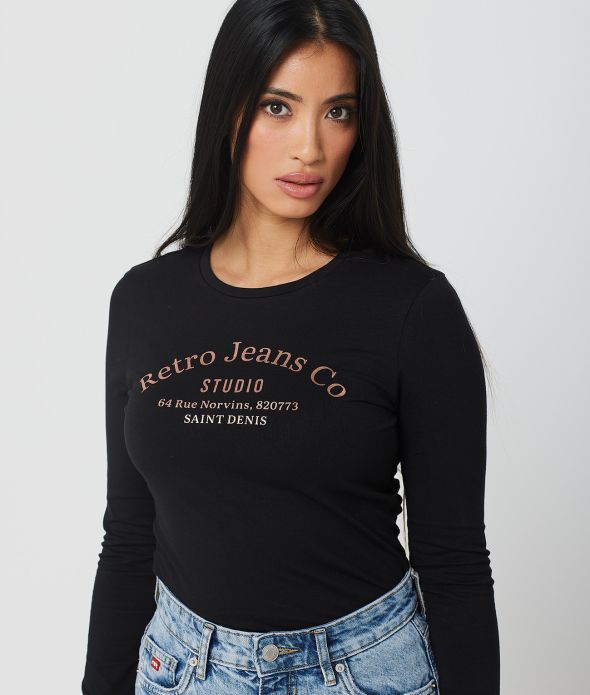 WILLOW L.S.TOP, BLACK