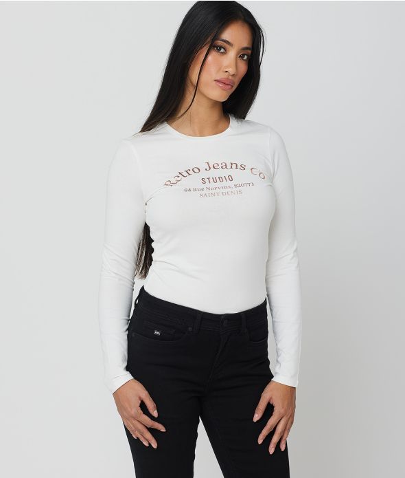 WILLOW L.S.TOP, OFFWHITE