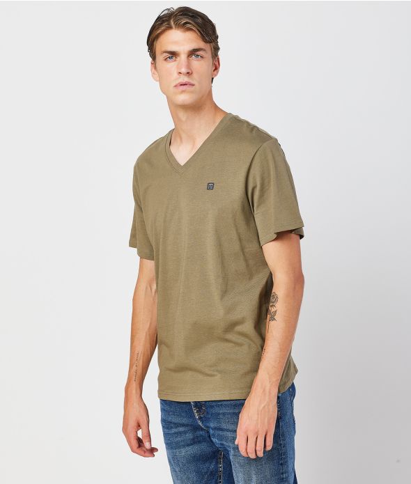 MALAWI V-NECK T-SHIRT, KHAKI