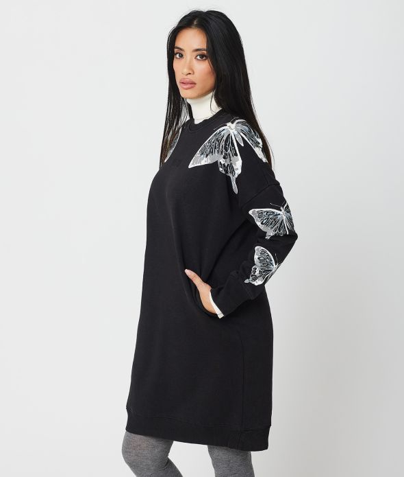 XYLA JOGGING DRESS, BLACK