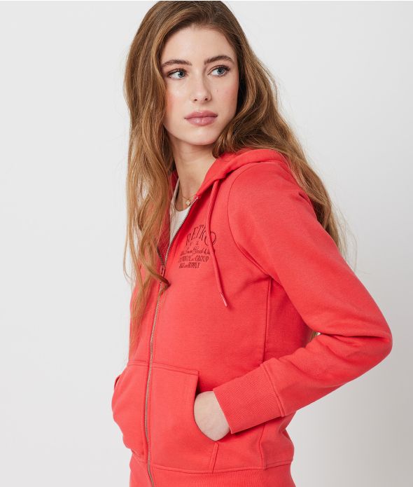 YVETTE ZIP HOODIE JOGGING TOP, CORAL