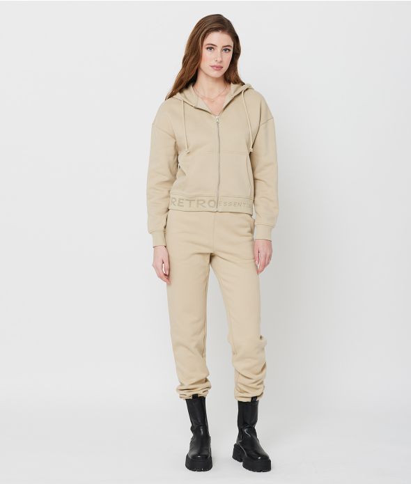 SWAN ZIP HOODIE JOGGING TOP, BEIGE