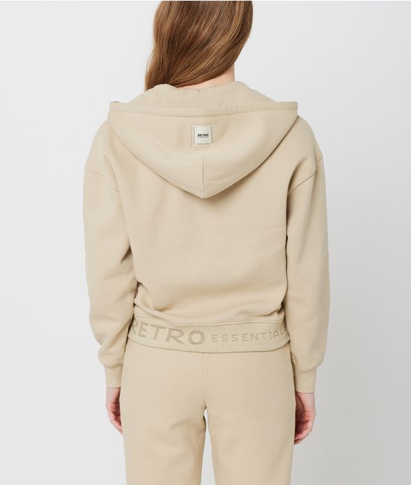 SWAN ZIP HOODIE JOGGING TOP, BEIGE