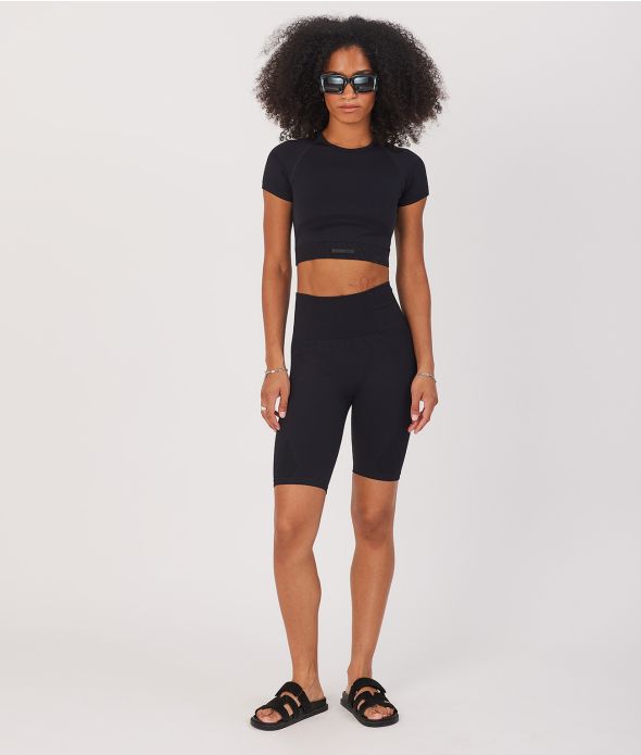 SOLEIL CROP T-SHIRT, BLACK