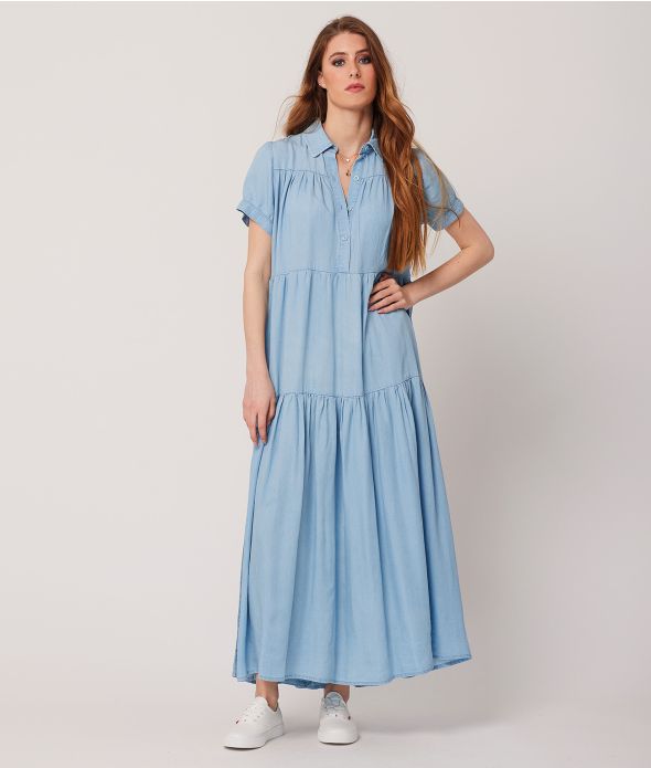LORENZA DENIM DRESS, LIGHT DENIM