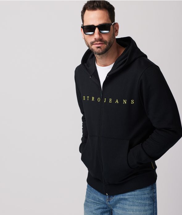 MATS ZIP HOODIE JOGGING TOP, BLACK