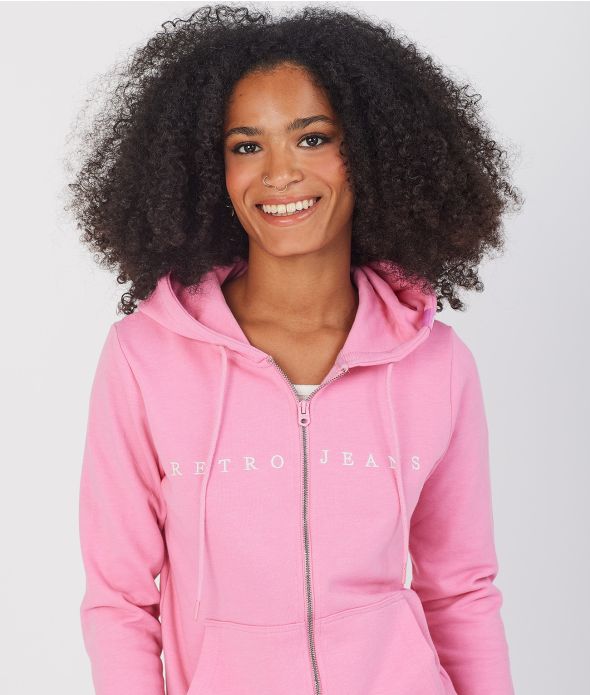 GWEN ZIP HOODIE JOGGING TOP, PINK