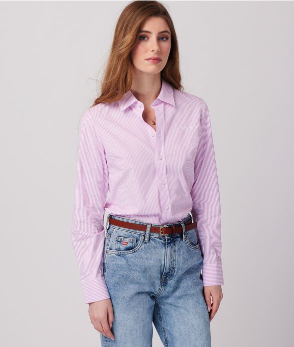 GWEN B BLOUSE, FUXIA STRIPED