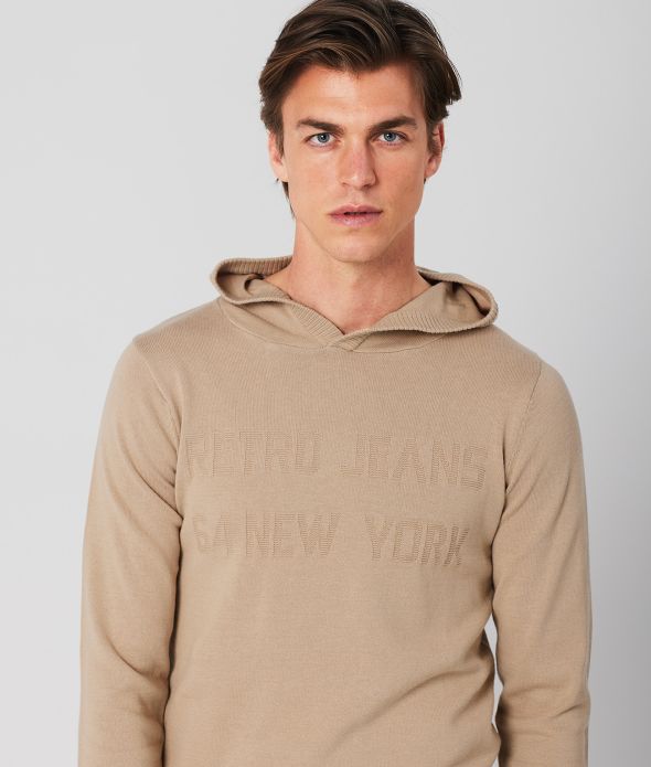 MILO HOODED SWEATER, SAND