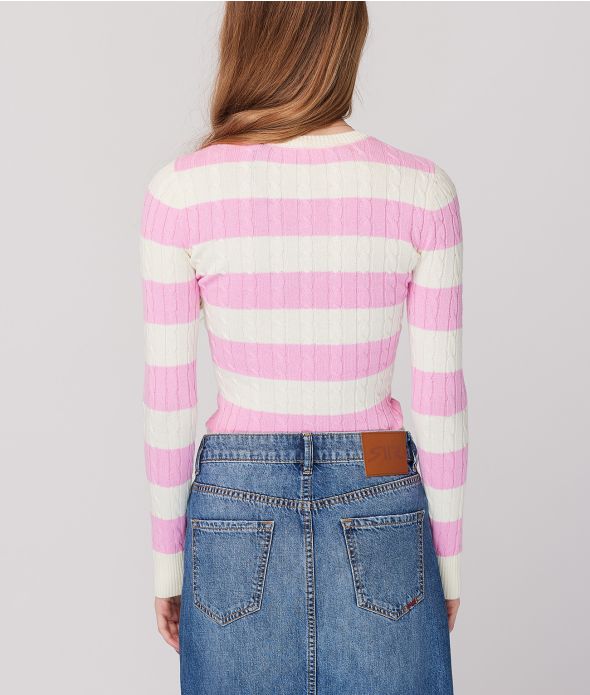 ROSANNA SWEATER, PINK STRIPES