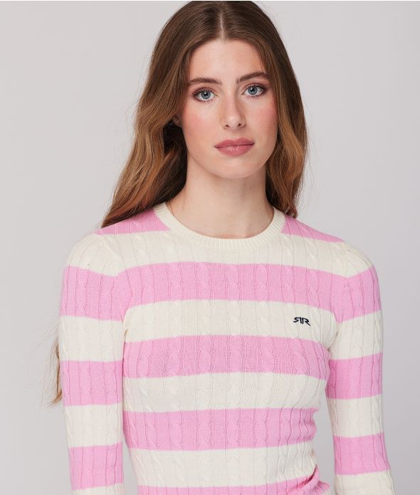 ROSANNA SWEATER, PINK STRIPES