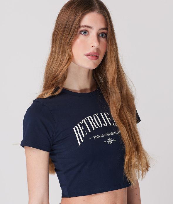 MARICA CROP T-SHIRT, DARK BLUE