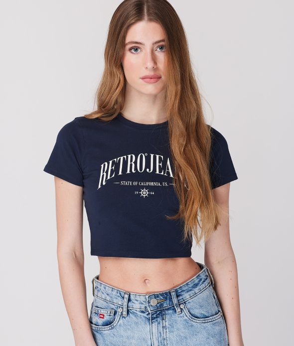 MARICA CROP T-SHIRT, DARK BLUE
