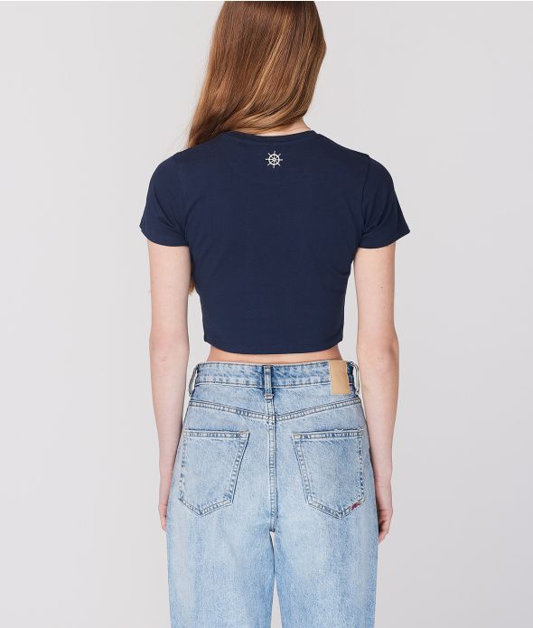 MARICA CROP T-SHIRT, DARK BLUE