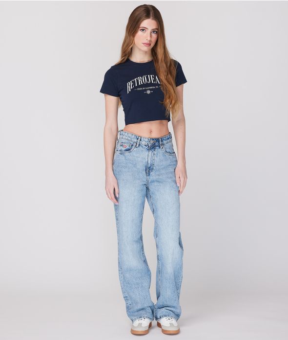 MARICA CROP T-SHIRT, DARK BLUE