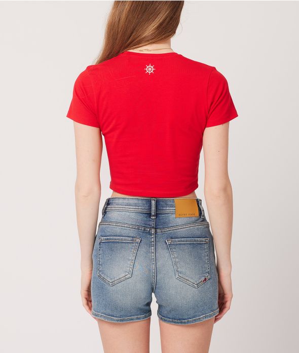 MARICA CROP T-SHIRT, RED