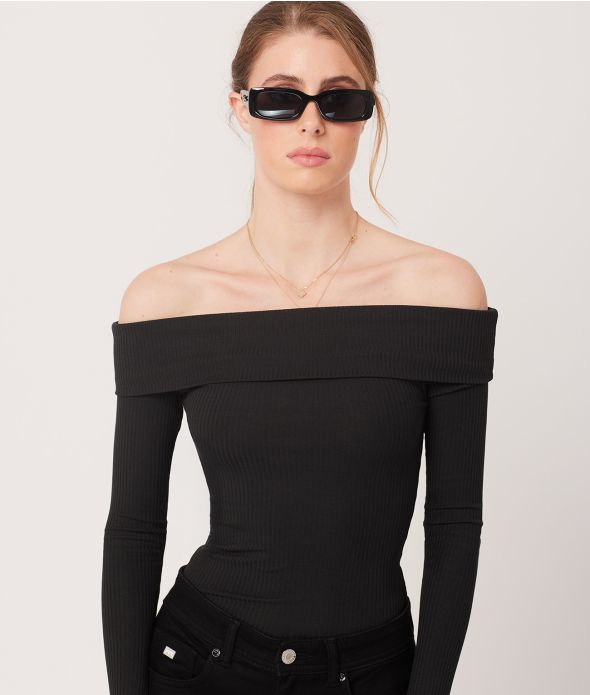 ROWYN NŐI HOSSZÚ UJJÚ PÓLÓ, FEKETE