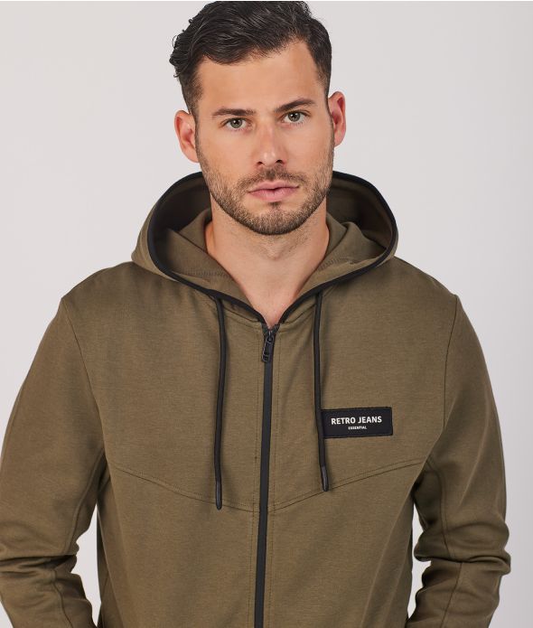 JOKO ZIP HOODIE JOGGING TOP, KHAKI