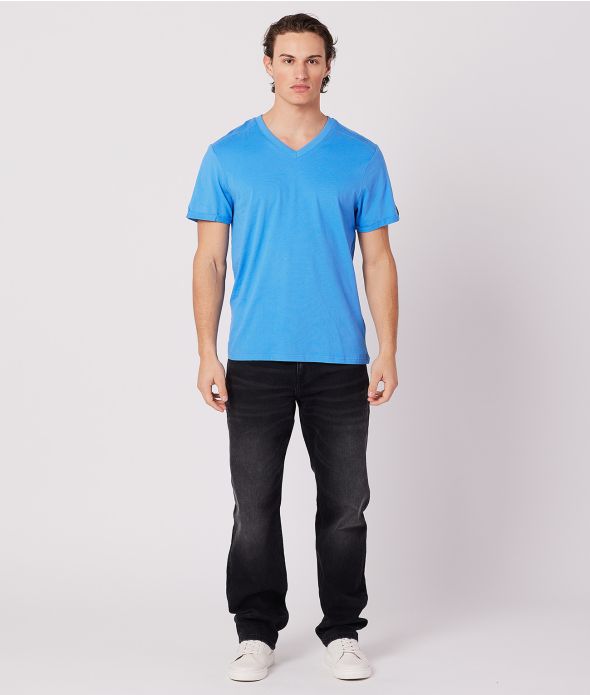 NATE V-NECK T-SHIRT, LIGHT BLUE