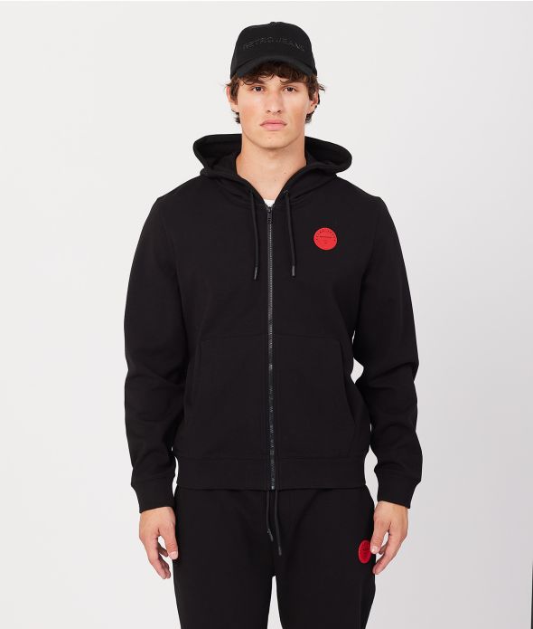 GREGORY ZIP HOODIE JOGGING TOP, BLACK